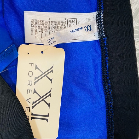 Size M • Royal Blue & Black Elasticated Waistband Bottom Swimwear •Forever 21 - Picture 5 of 5